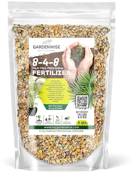 8-4-8 Professional Palm Tree Fertilizer Plant Food; for Indoor Potted Plants and Outdoor Landscape Palm Trees; Quick-Release Nitrogen Fertilizer and Continuous Feeding (5 QUARTS)