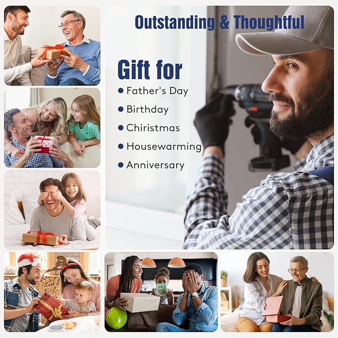 Heavy Duty Power Tool Organizer Wall Mount with Charging Station, 4 Layer Garage Storage Adjustable Shelves Height, Holds 4 Drills, 2 Hooks, Screw & Screwdriver box, Gifts for Fathers Day, Anniversary