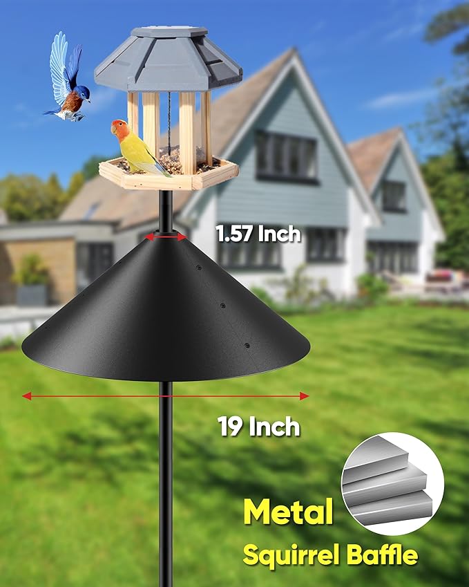 19 Inch Metal Squirrel Baffle for Bird Feeder Pole, Outdoor Squirrel Proof Bird Feeders, Bird House Guard for Shepherd’s Hook, Rust Chew Proof Heavy Duty