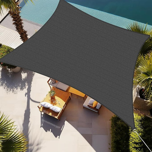 Shade&Beyond Sun Shade Sail Breathable UV Block Outdoor Covering Cloth for Backyard, Pool, 12'X15', Dark Grey (Customized Available)
