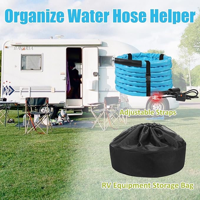 OEBLD Heated Water Hose for Rv (50ft L x 5/8"ID) 4.0 Upgraded Function with Energy Saving Thermostat to Keep Drinking Water Running in down to -45℉, Designed for Campers,with Storage Bag, Anti-Freeze