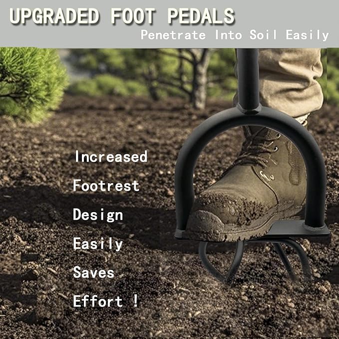 Hand Tiller Garden Claw, 4-Tine Twist Tiller Cultivator for Soil Loosening, Lawn Aeration, and Garden Bed Preparation - Durable, Adjustable, and Easy to Use Garden Tool