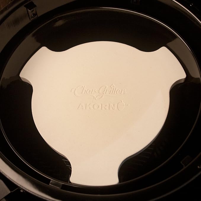 Char-Griller Kamado Charcoal Grill, Graphite + Char-Griller Smokin' Ceramic Smoking Stone