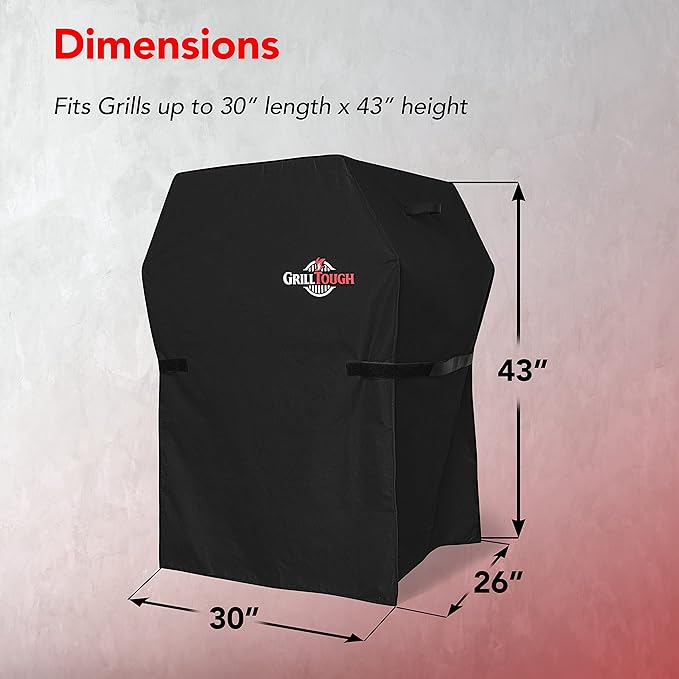 Heavy Duty BBQ Grill Cover for Outdoor Grill, 30 Inch – Waterproof, Weather Resistant, UV & Fade Resistant with Adjustable Straps – Gas Grill Cover for Weber, Genesis, Charbroil, etc. Black