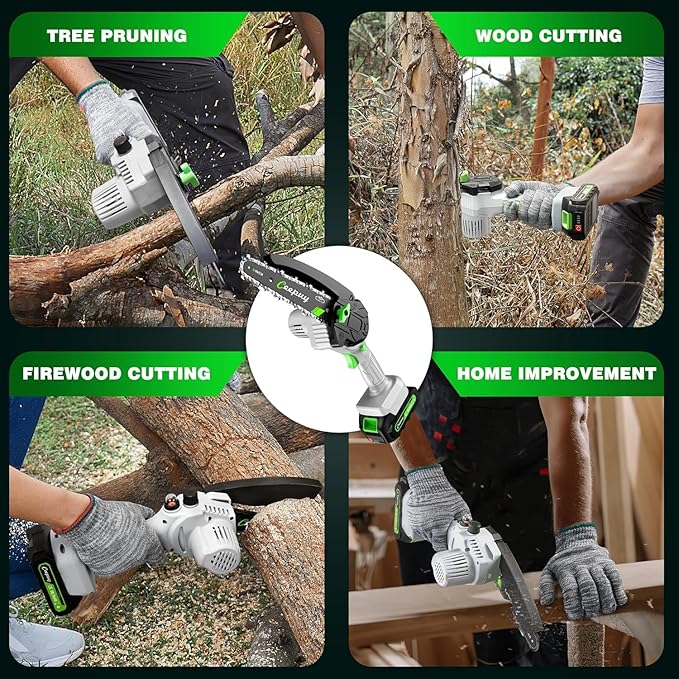 Mini Chainsaw Cordless,[2025 Upgraded] 6 Inch Portable Electric Chain Saw w/Automatic Oiler/Battery Powered Small Handheld Saw w/Security Lock Trees Branches Trimming,Wood Cutting.