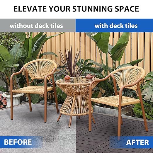 27 PCS 12x12 Inch Interlocking Deck Tiles - Waterproof All-Weather Outdoor Patio Flooring for Pool, Balcony, Backyard, Porch & Garden, Coffee