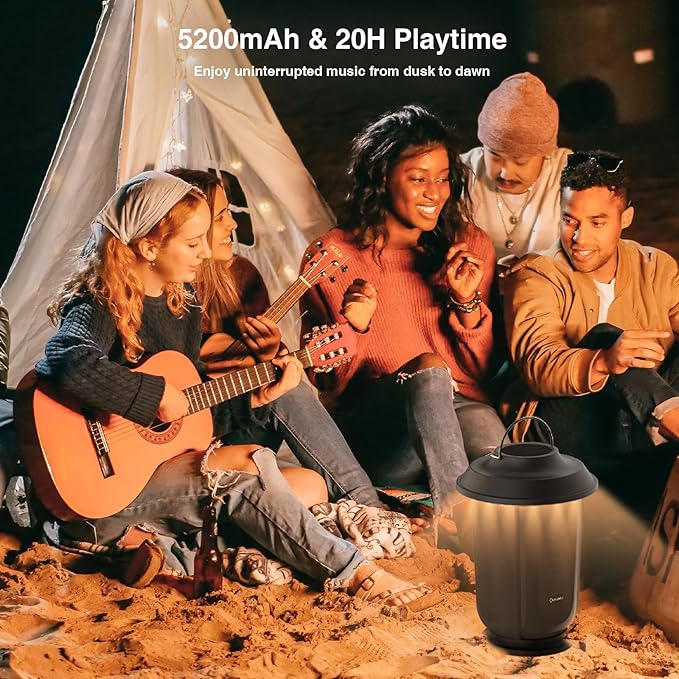 Onforu Outdoor Bluetooth Speaker, 2 Pack 40W True Wireless Stereo Dual Pairing Lantern Speakers for Patio, with 20 Warm White LED Lights, Richer Bass for Indoor Outdoor Camping Waterproof