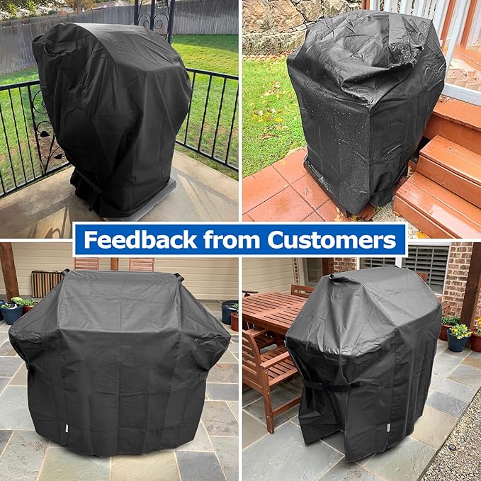 SunPatio 58 Inch Outdoor Grill Cover, Compatible for Weber Genesis II, Genesis 300 and II LX 300 Series Gas Grills, Heavy Duty Waterproof Barbecue Cover, Compared to Weber 7130, 58"W x 25"D x 44.5"H