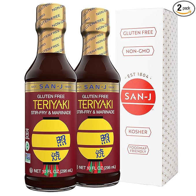 San-J - Gluten Free Teriyaki Sauce - Well-balanced Sauce for Cooking - Non-GMO - 10 oz Bottle - 2 Pack