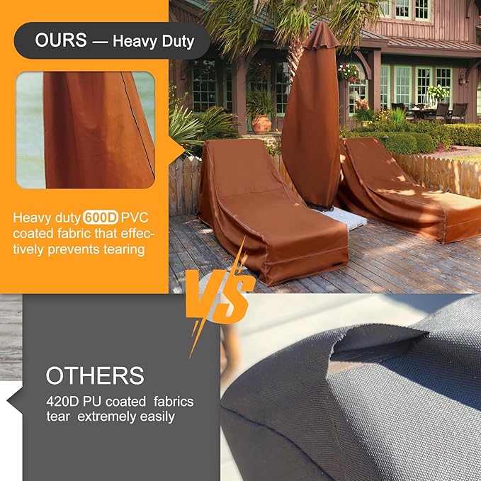 NettyPro Patio Umbrella Cover Outdoor Waterproof Market Umbrella Cover Fits Up to 12 Feet, Brown