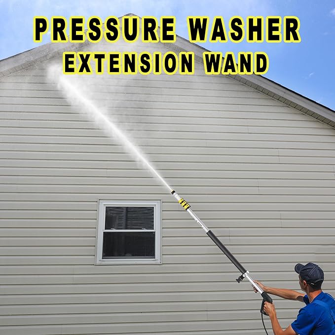 18FT Telescoping Pressure Washer Wand, Pressure Washer Extension Wands, Power Washer Gutter Cleaner with 5 Spray Nozzle Tips, 2 Hose Adapters
