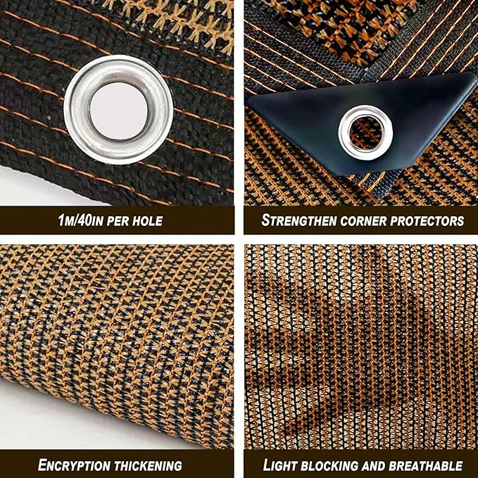 3x16FT 80% Shade Cloth Sun Shade Net with Grommets Sunblock Net Mesh Tarp for Garden,Plants Cover,Greenhouse and Patio