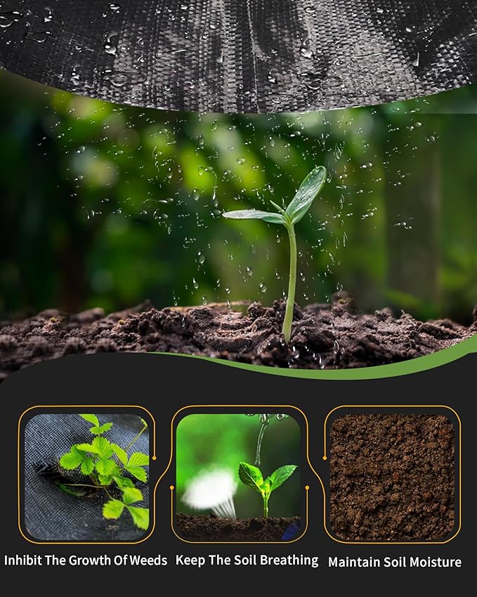 13ftx108ft Weed Barrier Landscape Fabric Heavy Duty, Premiun 5OZ Garden Geotextile Fabric, Outdoor Weed Blocker Landscaping Fabric, For Driveway Mats, Erosion Control, Ground Cover Weed Barrier