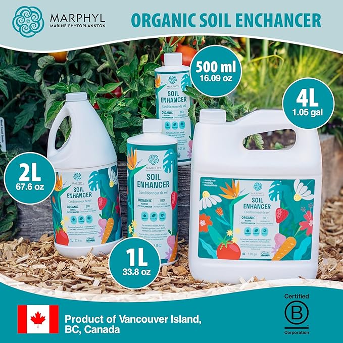 MARPHYL Organic Liquid Fertilizer - Outdoor & Indoor Plant Food - All-Purpose, Nutrient-Rich Lawn Fertilizer & Soil Enhancer for House Plants, Flowers, Vegetables, Succulents, Bamboo, Hydroponics