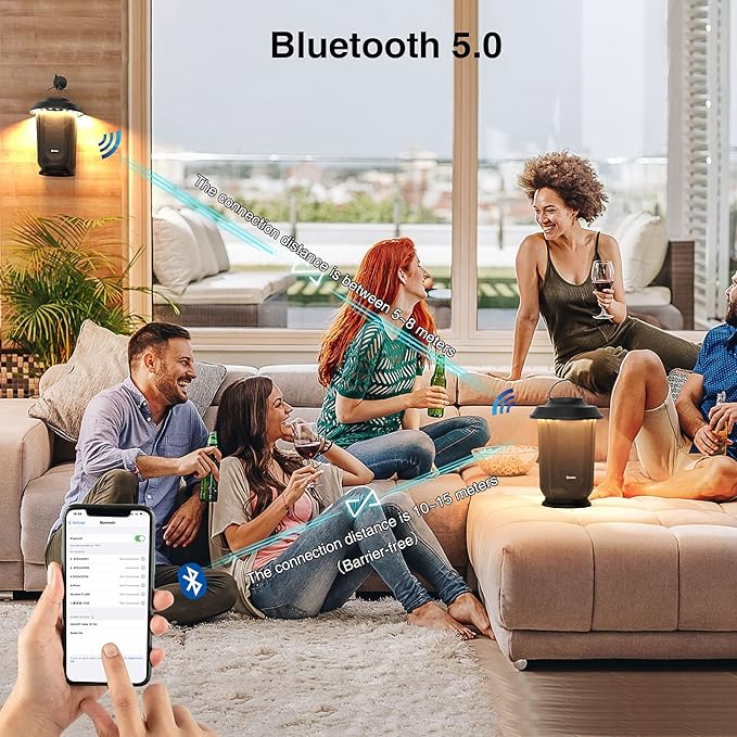 Onforu Outdoor Bluetooth Speaker, 2 Pack 40W True Wireless Stereo Dual Pairing Lantern Speakers for Patio, with 20 Warm White LED Lights, Richer Bass for Indoor Outdoor Camping Waterproof