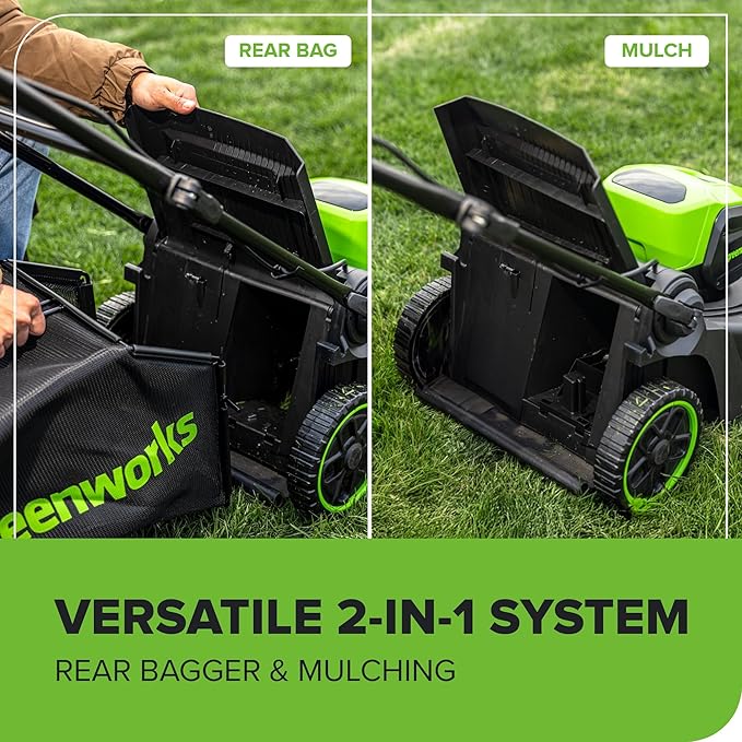 Greenworks 60V 17" Brushless (Push) Mower + 60V (610 CFM) Brushless Blower, 4.0Ah Battery and 3A Charger