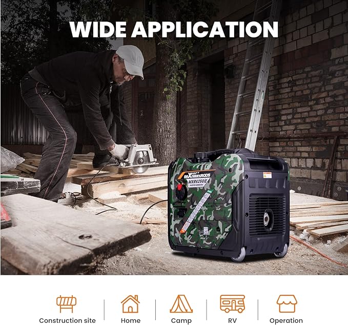 MaXpeedingrods 5500W Inverter Generator,Gas Powered, 86lbs, Electric Start, EPA Compliant, for Mobile Home Yard Garage Woodwork,Wheel & Handle Kit,RV Ready