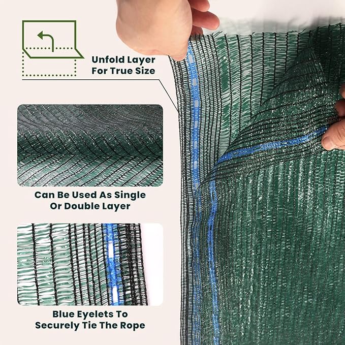 WindscreenSupplyCo] 40% 6' x 100 FT Eyelets Shade Cloth Roll Sunblock Shade UV Resistant Net for Garden Greenhouse Flower Plant Patio Kennel, Green - PS6140GRNX1