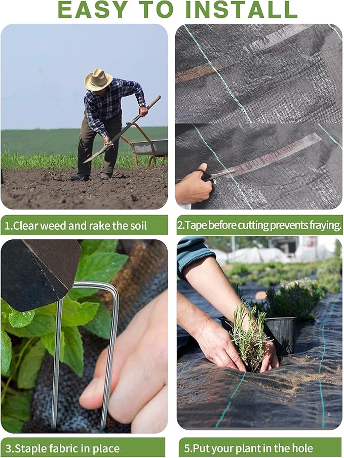 13ftx108ft Weed Barrier Landscape Fabric Heavy Duty, Premiun 5OZ Garden Geotextile Fabric, Outdoor Weed Blocker Landscaping Fabric, For Driveway Mats, Erosion Control, Ground Cover Weed Barrier