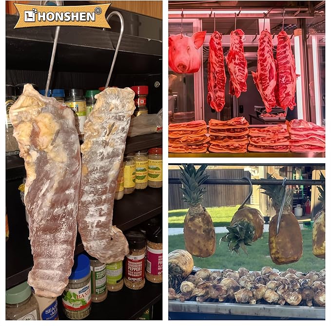 Meat Hook, 10mm 8Inch Heavy Duty S-Hooks Stainless Steel Meat Processing Butcher Hooks,8Pack