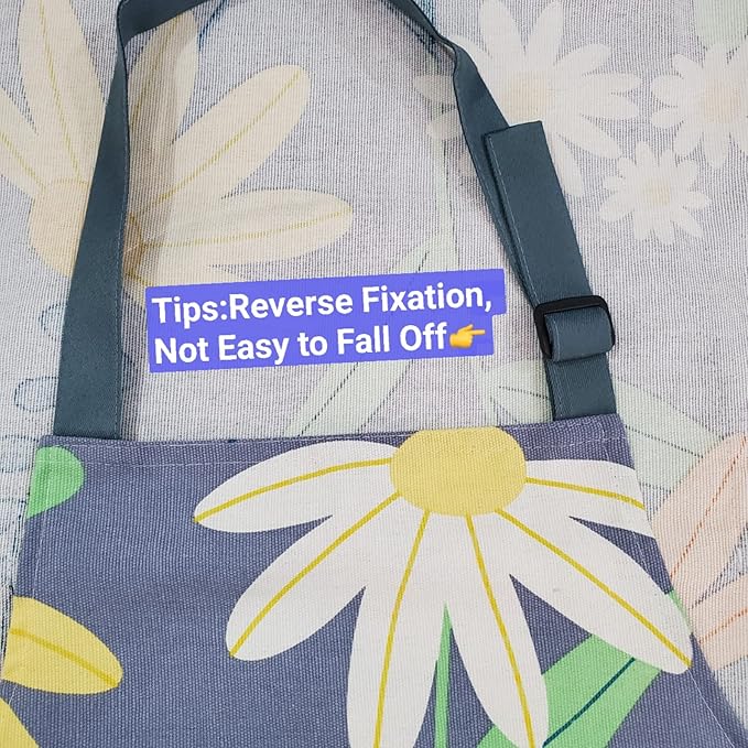 2 Pack Floral Apron for Women with Pockets, Adjustable Cotton Chef Aprons for Kitchen, Cooking, BBQ & Grill