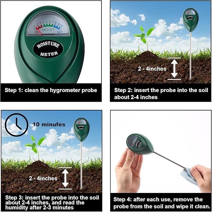 2 Packs Soil Moisture Meter, Plant Water Meter for House Plants, Soil Tester Test Kit Soil for Garden Lawn Farm Indoor & Outdoor Use, No Battery Required (Green)