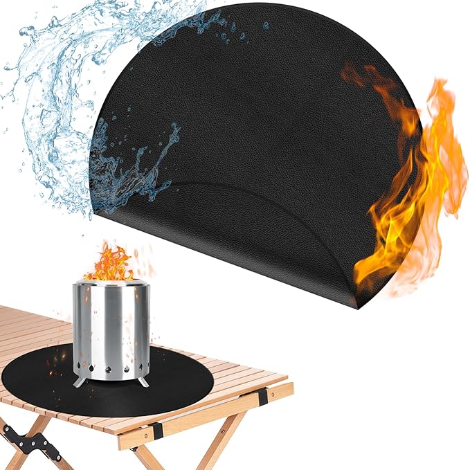 20" Tabletop Fire Pit Mat for Solo Stove Mesa XL, Easy Clean Small BBQ Mat for Outdoor BBQ， Reusable Waterproof Pad， Three-Layer Fireproof and Heat-Resistant Barbecue Mat for Tabletop Fire Pit