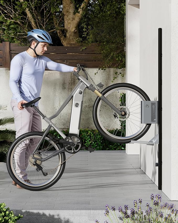 monTEK Automatic Lift EBike Rack – Fits 24-29" Tires, Heavy-Duty Vertical Wall Rack for Bicycles (Up to 71 lbs) - Effortless Lifting, Easy Install - Space-Saving Storage for Garage, Shed, BG
