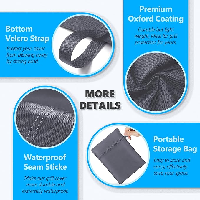 22 Inch Kettle Grill Cover - Superior Charcoal Cover for Weber Original and Master Touch - 600D Outdoor BBQ Cover for 22 Inch Weber Grills and More