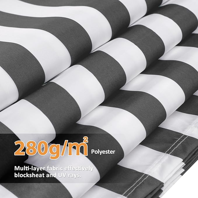 MCombo 9.9x7.8 Feet Manual Retractable Patio Door Window Awning Sunshade Shelter Outdoor Canopy, 0810 (Grey with White Stripes, 9.9'(L) x 7.8'(W))