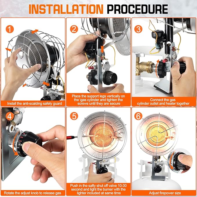 Single Tank Top Propane Radiant Heater With Windproof Lighter,18,000 BTU Portable with 3 Heating Modes, Shut-off Valve and Tip-over Switch for Outdoor, Garage, Patio, RV(CSA)