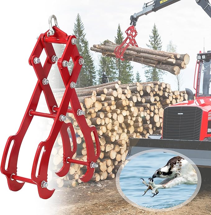 28IN Log Lifting Tongs, Log Grabber, Skidding Log Lifting Tongs Timber, Heavy Dut Solid Steel Swivel Dragging Steel Tongs Log Lifting Lumber Skidding Tongs Logging Grabber(4 Claw)