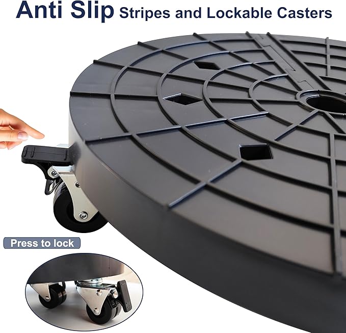 14 Inch Plant Caddy with Wheels Outdoor Indoor, Rolling Plant Stand for 400lb Heavy Duty Flower Pots, Round Plant Rollers Lockable Potted Planter Dolly, Black