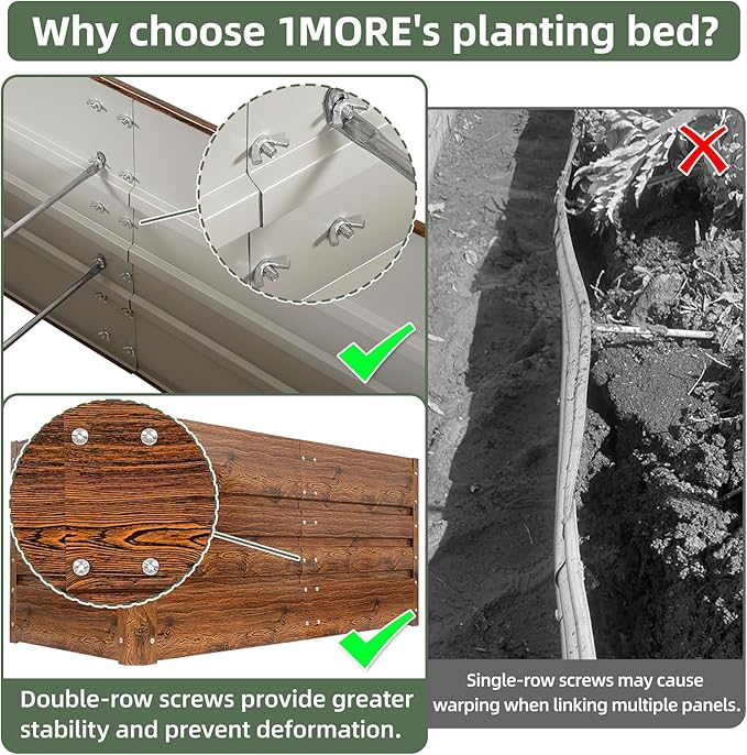 1MORE Raised Garden Bed- 4x2x1.8ft Planter Garden Boxes Outdoor, Raised Beds for Gardening, Large Metal Garden Bed Kit for Vegetables Flower, Deep Root Planter Raised Beds with Tools.Grain
