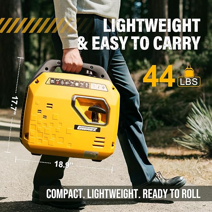 2500W Portable Inverter Generator, Super Quiet Gas Powered, EPA Compliant, RV Ready, CO Sensor, Parallel Capable, Clean Power for Camping or Party