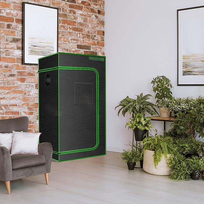 MELONFARM 4x2 Grow Tent, 48"x24"x60'' High Reflective 600D Diamond Mylar Canvas with Observation Window and Floor Tray for Hydroponic Indoor Plant Growing