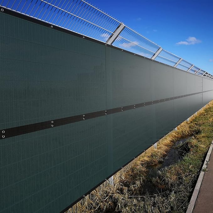 SPORTYOUTH 3ft x 50ft Fence Privacy Screen, Heavy Duty 150 GSM Fencing Mesh Shade Cover Windscreen with Brass Grommets for Outdoor Wall Deck Garden Backyard Porch, Cable Zip Ties Include, Green