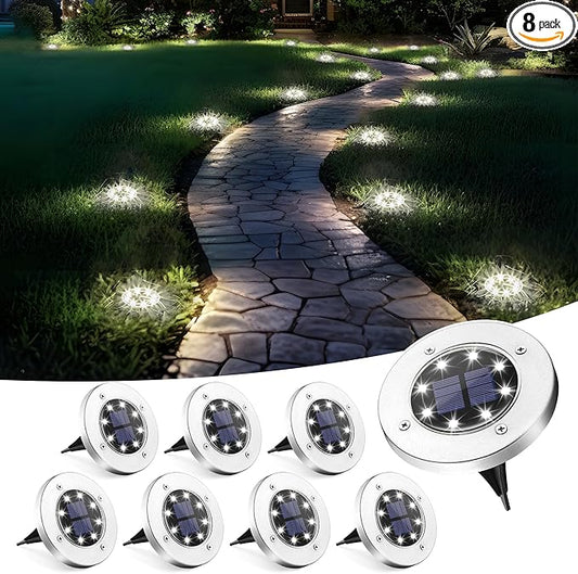 SOLPEX Solar Lights Outdoor Waterproof, 8 Pack Solar Ground Lights, Solar Garden Lights Landscape Lighting for Pathway Driveway Patio Backyard Walkway (Cool White)