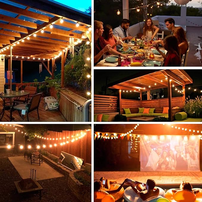 18Ft Outdoor Patio String Lights,UL Listed Commercial Light String with 10+1 Plastic G40 LED Clear Globe Bulbs,Decoration for Patio Backyard Cafe Porch Garden Bistro Party Wedding