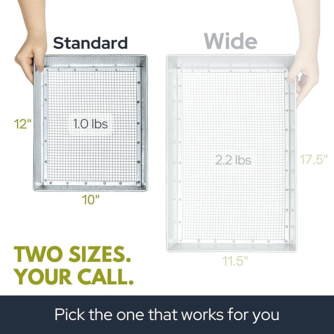 Soil Sifter, Standard Size (12 x 10 inches) with 1/4-inch Mesh, Trapping and Garden Sieve for Dirt, Sand, Rocks, and Compost