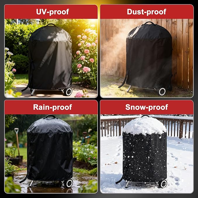 LBTING Grill Cover, 26-inch Heavy Duty 300D Oxford Waterproof Windproof UV Resistant BBQ Gas Grill Cover for Outdoor Barbecue Fit Most Brands Weber, Brinkmann, Char Broil, Holland