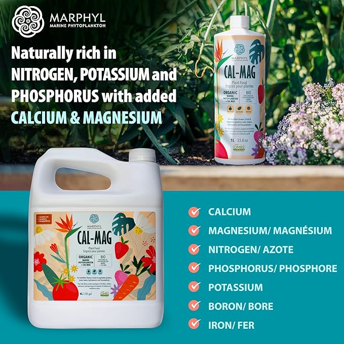 MARPHYL Organic CALMAG Liquid Fertilizer, Calcium + Magnesium, Corrects Common Plant Deficiencies, for Garden, Flowers, Vegetables, Succulents, Bamboo, Hydroponics 1.05 gal