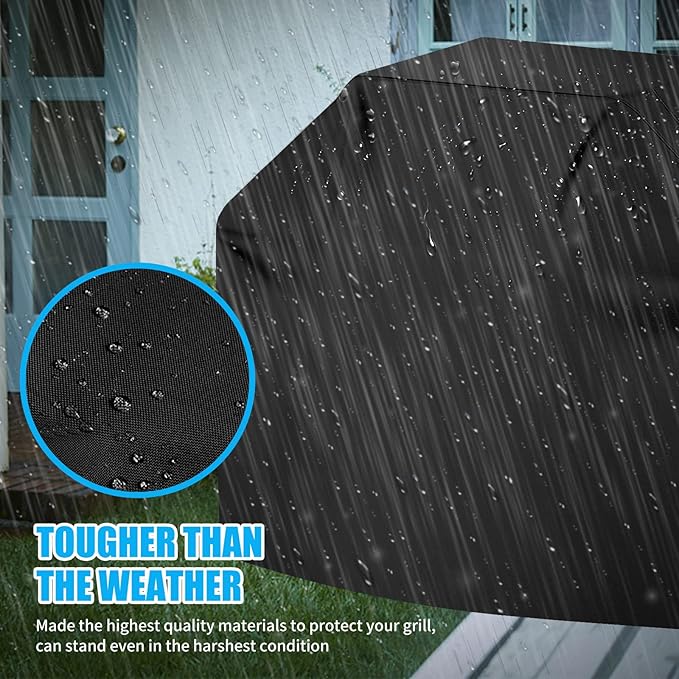 Grill Cover 600D Heavy Duty, Universal Fit Waterproof BBQ Grill Protector with Adjustable Straps, Weatherproof Outdoor Oven Cover for All Seasons