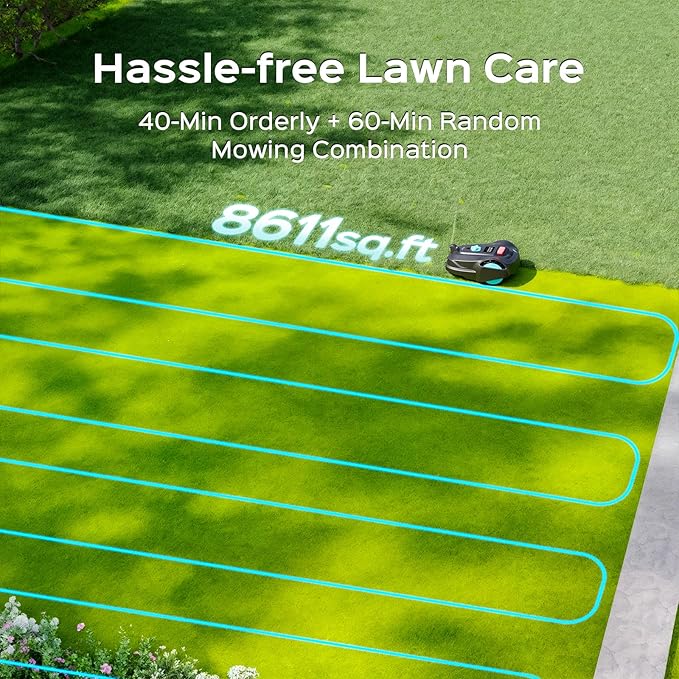 M800Plus GPS+3D Vision Cordless Robot Lawn Mower with Bow-Shaped Path Mowing, APP Control, Robotic Lawnmower with Obstacle Avoidance, Auto-Charging, Height Adjust for Lawns up to 8611 sq.ft