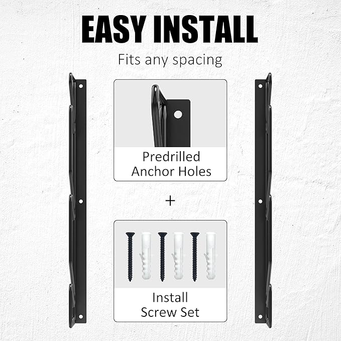 UNIREDPOWER Skateboard Storage Rack, Wall Mounted Organizer Shelf, Wall Display Hanger Holds Up 3 Pairs of Longboard Deck, Garage, Home, Shed