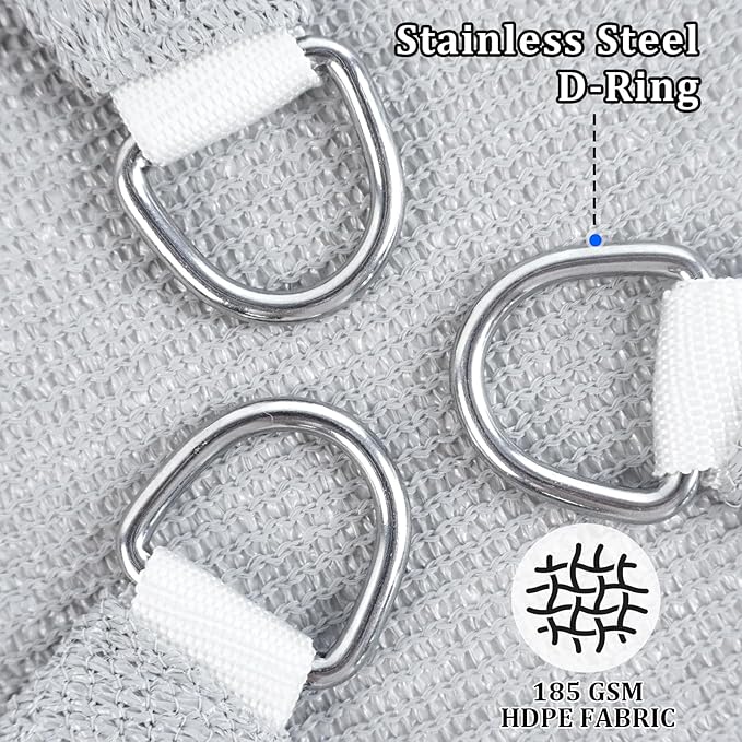 Shade&Beyond Sun Shade Sail Breathable UV Block Outdoor Covering Cloth for Backyard, Pool, 7'X7', Light Grey (Customized Available)