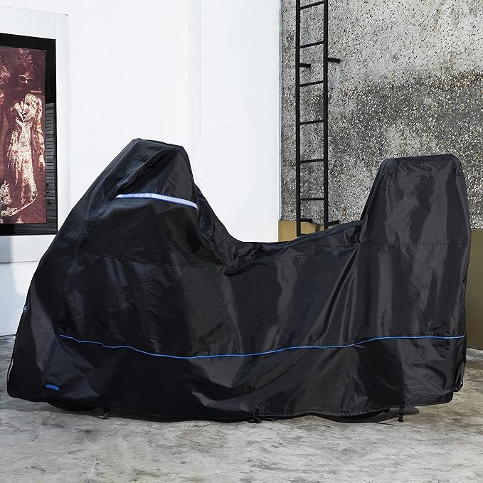 FENRIR 420D 90"INCH Motorcycle Cover Waterproof Outdoor Storage compatible with Adventure MaxiScooter R1300GS R1250GS S1000XR Multistrada Vstrom Versys Tracer9 Tenere700 Africa twin NC750 XMAX Burgman