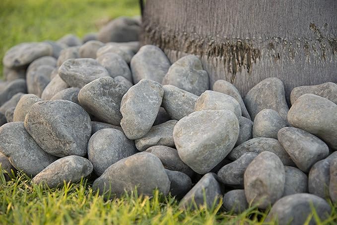 MSI Nile Decorative Polished Gray Pebbles, 1.2 inch - 2.4 inch, 40 lb. Bag (55 Bags/Pallet)