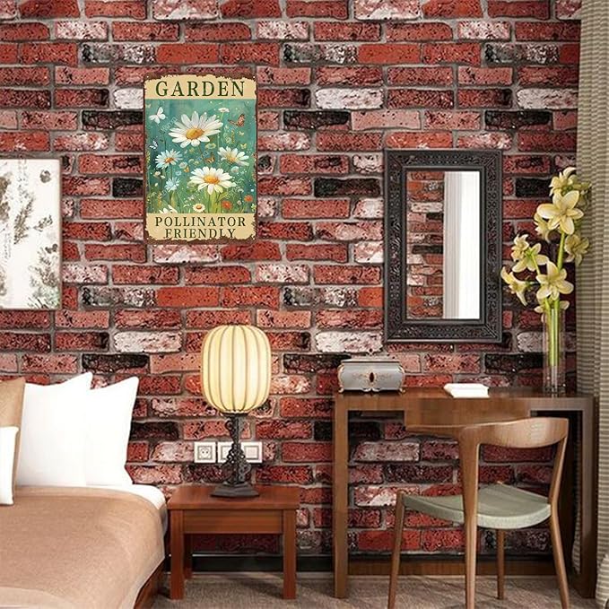 Metal Signs Garden Pollinator Friendly Tin Sign for Home Office Kitchen Bar Cafe Garden Wall Decor 12x8 Inch