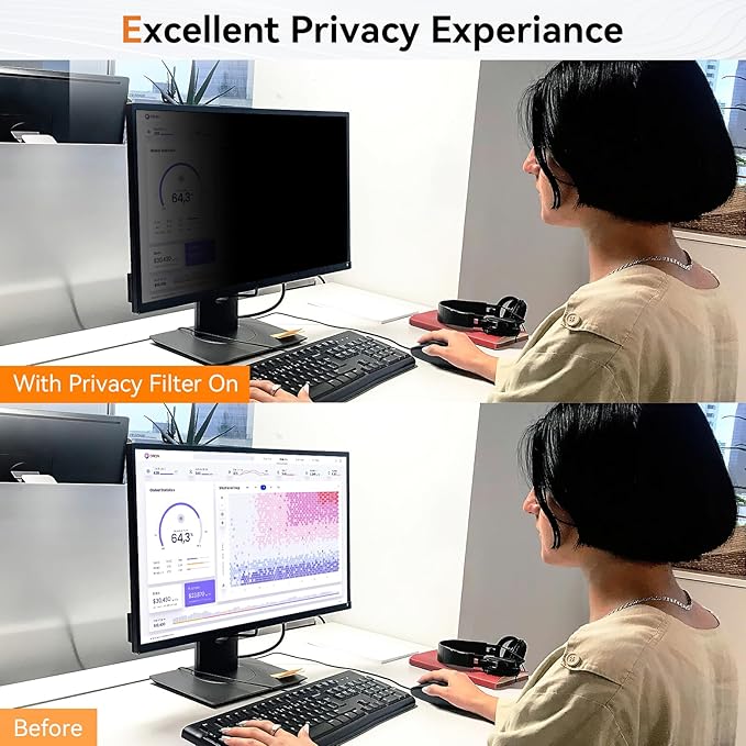[2 Pack] 31.5 Inch Computer Privacy Screen for 16:9 Aspect Ratio Widescreen Monitor, Eye Protection Anti Glare Blue Light Computer Monitor Privacy Filter, Removable Anti-Scratch 31in Protector Film